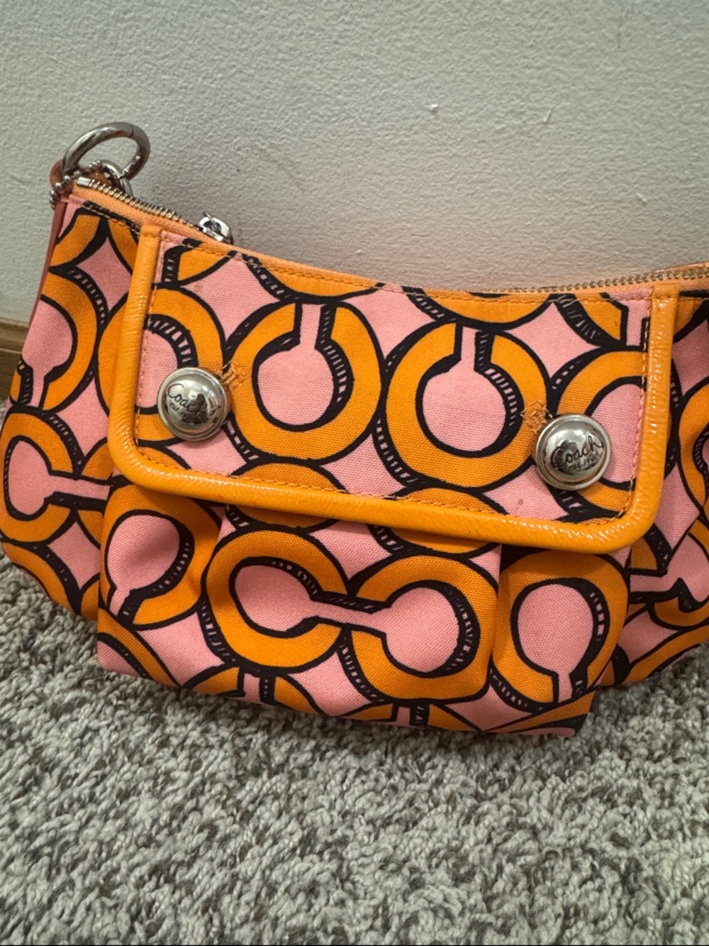 Coach Poppy Groovy Shoulder Bag Pink Orange Pop Art Melon C’s Y2K - Picture 3 of 16